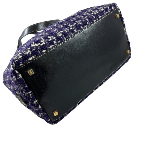 Kate Spade NY Purse Handbag Purple & White Tweed and Leather Made in Italy - Picture 6 of 10
